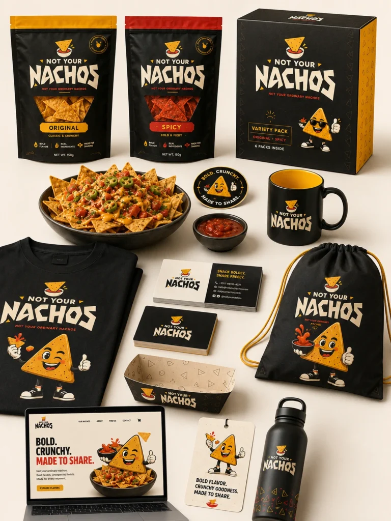 Not Your Nachos packaging and brand identity mockup